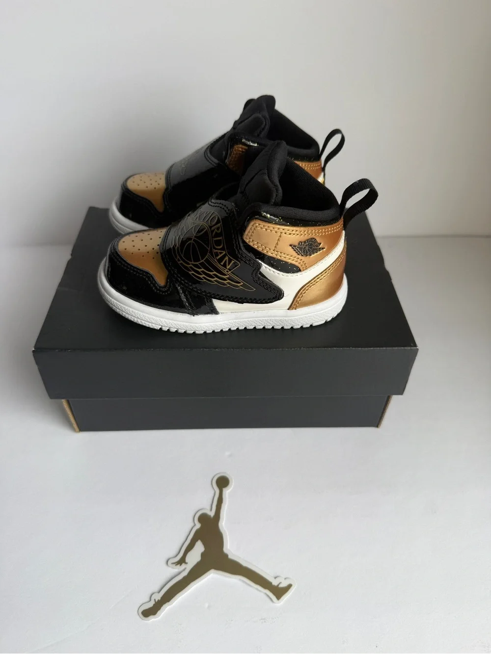 Jordan Baby High-Top Sneakers in Black and Gold